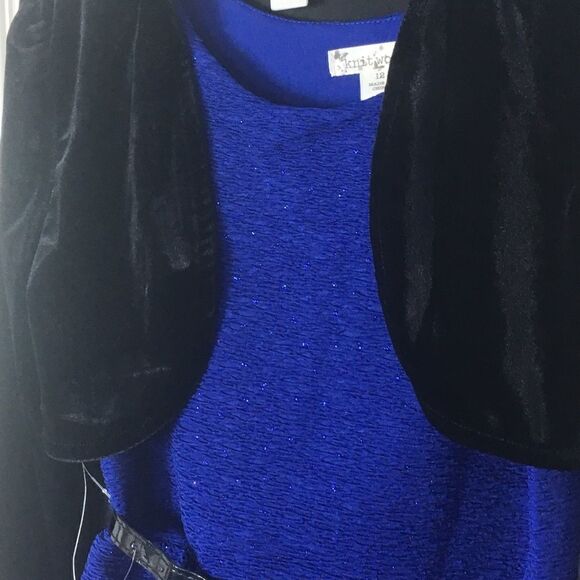 KNIT WORKS Dress With Black Velour Jacket SZ 12 - Picture 2 of 7